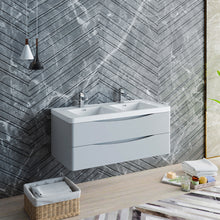 Load image into Gallery viewer, Fresca Tuscany 48&quot; Glossy Gray Wall Hung Modern Bathroom Cabinet w/ Integrated Sink- Fresca