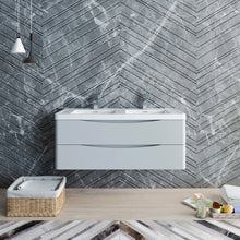 Load image into Gallery viewer, Fresca Tuscany 48&quot; Glossy Gray Wall Hung Modern Bathroom Cabinet w/ Integrated Sink- Fresca