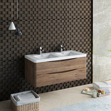 Load image into Gallery viewer, Fresca Tuscany 48&quot; Rosewood Wall Hung Modern Bathroom Cabinet w/ Integrated Double Sink- Fresca