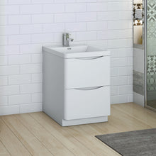 Load image into Gallery viewer, Fresca Tuscany 24&quot; Glossy White Free Standing Modern Bathroom Cabinet w/ Integrated Sink- Fresca