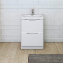 Load image into Gallery viewer, Fresca Tuscany 24&quot; Glossy White Free Standing Modern Bathroom Cabinet w/ Integrated Sink- Fresca