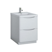 Load image into Gallery viewer, Fresca Tuscany 24&quot; Glossy White Free Standing Modern Bathroom Cabinet w/ Integrated Sink- Fresca