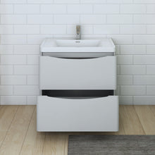 Load image into Gallery viewer, Fresca Tuscany 32&quot; Glossy Gray Free Standing Modern Bathroom Cabinet w/ Integrated Sink- Fresca