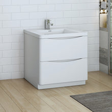 Load image into Gallery viewer, Fresca Tuscany 32&quot; Glossy White Free Standing Modern Bathroom Cabinet w/ Integrated Sink- Fresca