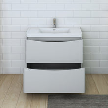 Load image into Gallery viewer, Fresca Tuscany 36&quot; Glossy Gray Free Standing Modern Bathroom Cabinet w/ Integrated Sink- Fresca