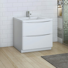Load image into Gallery viewer, Fresca Tuscany 36&quot; Glossy White Free Standing Modern Bathroom Cabinet w/ Integrated Sink- Fresca