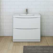 Load image into Gallery viewer, Fresca Tuscany 36&quot; Glossy White Free Standing Modern Bathroom Cabinet w/ Integrated Sink- Fresca