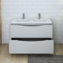 Load image into Gallery viewer, Fresca Tuscany 48&quot; Glossy Gray Free Standing Modern Bathroom Cabinet w/ Integrated Double Sink- Fresca