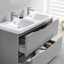 Load image into Gallery viewer, Fresca Tuscany 48&quot; Glossy Gray Free Standing Modern Bathroom Cabinet w/ Integrated Double Sink- Fresca