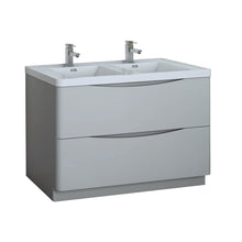 Load image into Gallery viewer, Fresca Tuscany 48&quot; Glossy Gray Free Standing Modern Bathroom Cabinet w/ Integrated Double Sink- Fresca