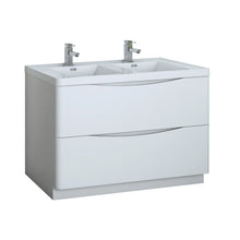 Load image into Gallery viewer, Fresca Tuscany 48&quot; Glossy White Free Standing Modern Bathroom Cabinet w/ Integrated Sink- Fresca