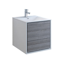 Load image into Gallery viewer, Fresca Catania 24&quot; Glossy Ash Gray Wall Hung Modern Bathroom Cabinet w/ Integrated Sink- Fresca