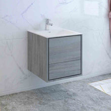 Load image into Gallery viewer, Fresca Catania 24&quot; Ocean Gray Wall Hung Modern Bathroom Cabinet w/ Integrated Sink- Fresca