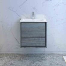 Load image into Gallery viewer, Fresca Catania 24&quot; Ocean Gray Wall Hung Modern Bathroom Cabinet w/ Integrated Sink- Fresca