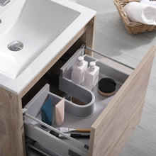 Load image into Gallery viewer, Fresca Catania 24&quot; Rustic Natural Wood Wall Hung Modern Bathroom Cabinet w/ Integrated Sink- Fresca