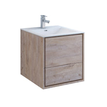 Load image into Gallery viewer, Fresca Catania 24&quot; Rustic Natural Wood Wall Hung Modern Bathroom Cabinet w/ Integrated Sink- Fresca