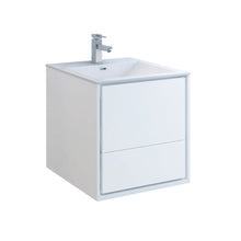 Load image into Gallery viewer, Fresca Catania 24&quot; Glossy White Wall Hung Modern Bathroom Cabinet w/ Integrated Sink- Fresca