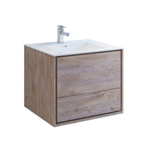 Load image into Gallery viewer, Fresca Catania 30&quot; Rustic Natural Wood Wall Hung Modern Bathroom Cabinet w/ Integrated Sink- Fresca