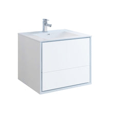 Load image into Gallery viewer, Fresca Catania 30&quot; Glossy White Wall Hung Modern Bathroom Cabinet w/ Integrated Sink- Fresca
