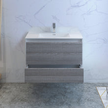 Load image into Gallery viewer, Fresca Catania 36" Glossy Ash Gray Wall Hung Modern Bathroom Cabinet w/ Integrated Sink- Fresca