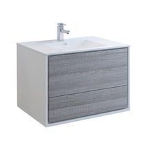 Load image into Gallery viewer, Fresca Catania 36" Glossy Ash Gray Wall Hung Modern Bathroom Cabinet w/ Integrated Sink- Fresca