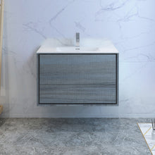 Load image into Gallery viewer, Fresca Catania 36" Ocean Gray Wall Hung Modern Bathroom Cabinet w/ Integrated Sink- Fresca