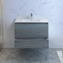 Load image into Gallery viewer, Fresca Catania 36" Ocean Gray Wall Hung Modern Bathroom Cabinet w/ Integrated Sink- Fresca