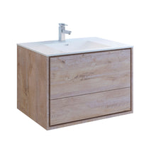 Load image into Gallery viewer, Fresca Catania 36&quot; Rustic Natural Wood Wall Hung Modern Bathroom Cabinet w/ Integrated Sink- Fresca