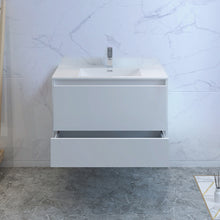 Load image into Gallery viewer, Fresca Catania 36" Glossy White Wall Hung Modern Bathroom Cabinet w/ Integrated Sink- Fresca