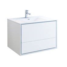 Load image into Gallery viewer, Fresca Catania 36" Glossy White Wall Hung Modern Bathroom Cabinet w/ Integrated Sink- Fresca
