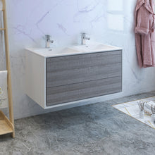 Load image into Gallery viewer, Fresca Catania 48&quot; Glossy Ash Gray Wall Hung Modern Bathroom Cabinet w/ Integrated Double Sink- Fresca