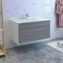 Load image into Gallery viewer, Fresca Catania 48&quot; Glossy Ash Gray Wall Hung Modern Bathroom Cabinet w/ Integrated Sink- Fresca