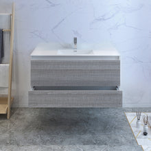 Load image into Gallery viewer, Fresca Catania 48&quot; Glossy Ash Gray Wall Hung Modern Bathroom Cabinet w/ Integrated Sink- Fresca
