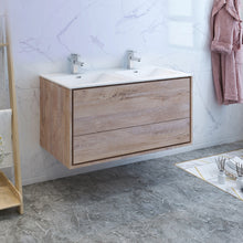 Load image into Gallery viewer, Fresca Catania 48&quot; Rustic Natural Wood Wall Modern Bathroom Cabinet w/ Integrated Double Sink- Fresca