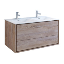 Load image into Gallery viewer, Fresca Catania 48&quot; Rustic Natural Wood Wall Modern Bathroom Cabinet w/ Integrated Double Sink- Fresca