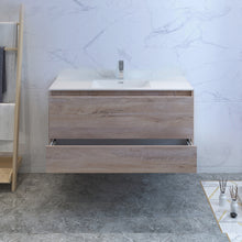 Load image into Gallery viewer, Fresca Catania 48&quot; Rustic Natural Wood Wall Hung Modern Bathroom Cabinet w/ Integrated Sink- Fresca