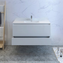 Load image into Gallery viewer, Fresca Catania 48&quot; Glossy White Wall Hung Modern Bathroom Cabinet w/ Integrated Sink- Fresca