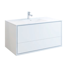 Load image into Gallery viewer, Fresca Catania 48&quot; Glossy White Wall Hung Modern Bathroom Cabinet w/ Integrated Sink- Fresca