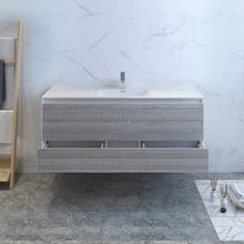 Load image into Gallery viewer, Fresca Catania 60&quot; Glossy Ash Gray Wall Hung Modern Bathroom Cabinet w/ Integrated Single Sink- Fresca
