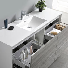 Load image into Gallery viewer, Fresca Catania 60&quot; Glossy Ash Gray Wall Hung Modern Bathroom Cabinet w/ Integrated Single Sink- Fresca