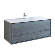 Load image into Gallery viewer, Fresca Catania 60&quot; Ocean Gray Wall Hung Modern Bathroom Cabinet w/ Integrated Single Sink- Fresca
