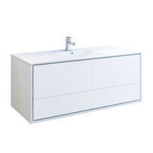 Load image into Gallery viewer, Fresca Catania 60&quot; Glossy White Wall Hung Modern Bathroom Cabinet w/ Integrated Single Sink- Fresca