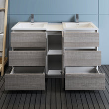 Load image into Gallery viewer, Fresca Lazzaro 60&quot; Glossy Ash Gray Free Standing Double Sink Modern Bathroom Cabinet w/ Integrated Sinks- Fresca