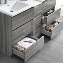Load image into Gallery viewer, Fresca Lazzaro 60&quot; Glossy Ash Gray Free Standing Double Sink Modern Bathroom Cabinet w/ Integrated Sinks- Fresca