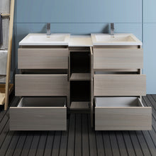 Load image into Gallery viewer, Fresca Lazzaro 60&quot; Gray Wood Free Standing Double Sink Modern Bathroom Cabinet w/ Integrated Sinks- Fresca