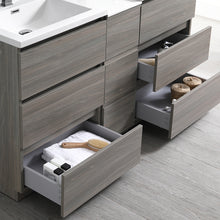 Load image into Gallery viewer, Fresca Lazzaro 60&quot; Gray Wood Free Standing Double Sink Modern Bathroom Cabinet w/ Integrated Sinks- Fresca