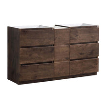 Load image into Gallery viewer, Fresca Lazzaro 60&quot; Rosewood Free Standing Double Sink Modern Bathroom Cabinet- Fresca