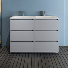 Load image into Gallery viewer, Fresca Lazzaro 48&quot; Gray Free Standing Modern Bathroom Cabinet w/ Integrated Double Sink- Fresca