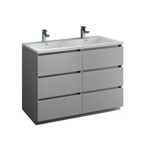Load image into Gallery viewer, Fresca Lazzaro 48&quot; Gray Free Standing Modern Bathroom Cabinet w/ Integrated Double Sink- Fresca