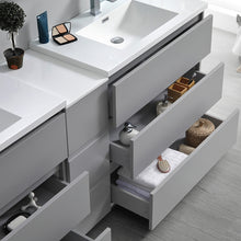 Load image into Gallery viewer, Fresca Lazzaro 72&quot; Gray Free Standing Double Sink Modern Bathroom Cabinet w/ Integrated Sinks- Fresca